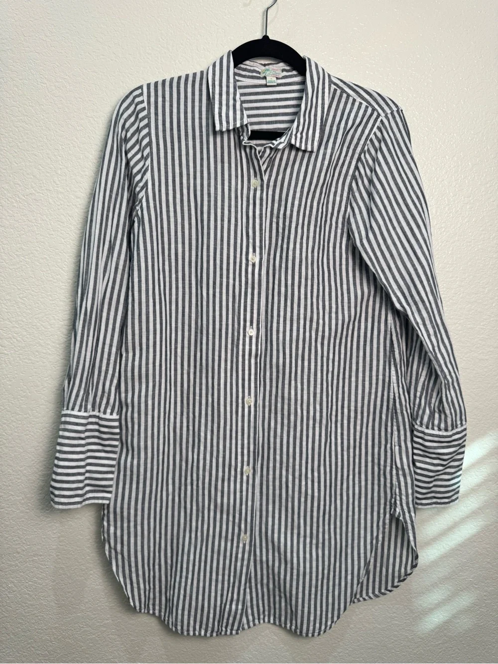 J.Crew Beachwear Womens S Linen Cotton Striped Tunic Shirt Button Down AV054